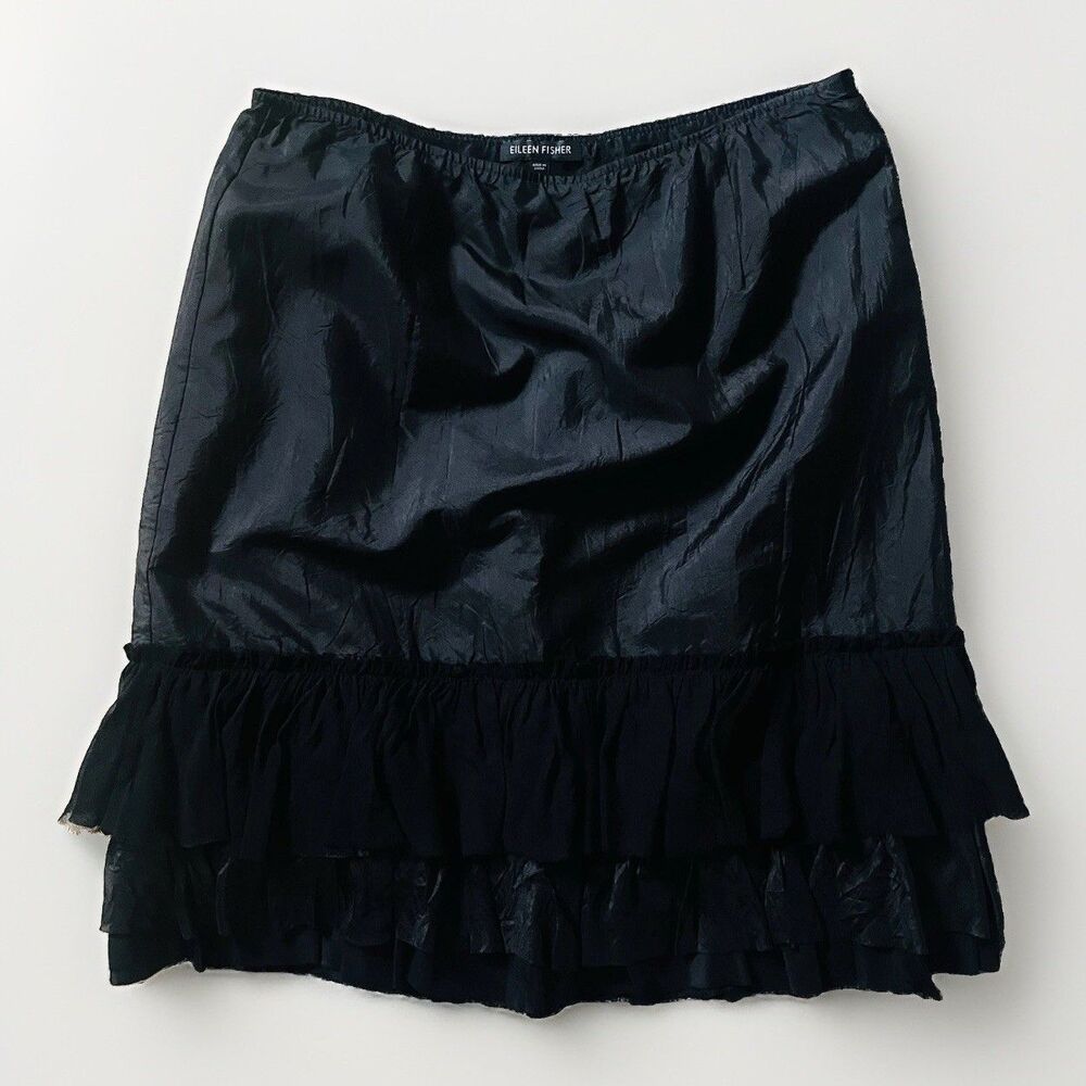 Eileen Fisher Silk Taffeta Ruffle Skirt